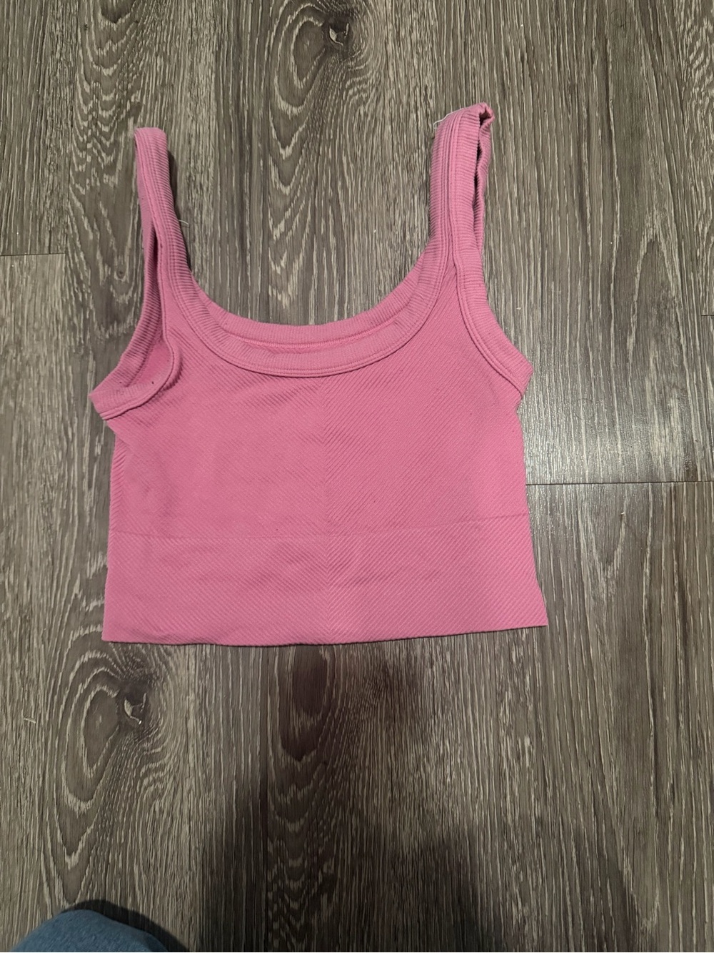 Pink Ribbed Tank Crop Top